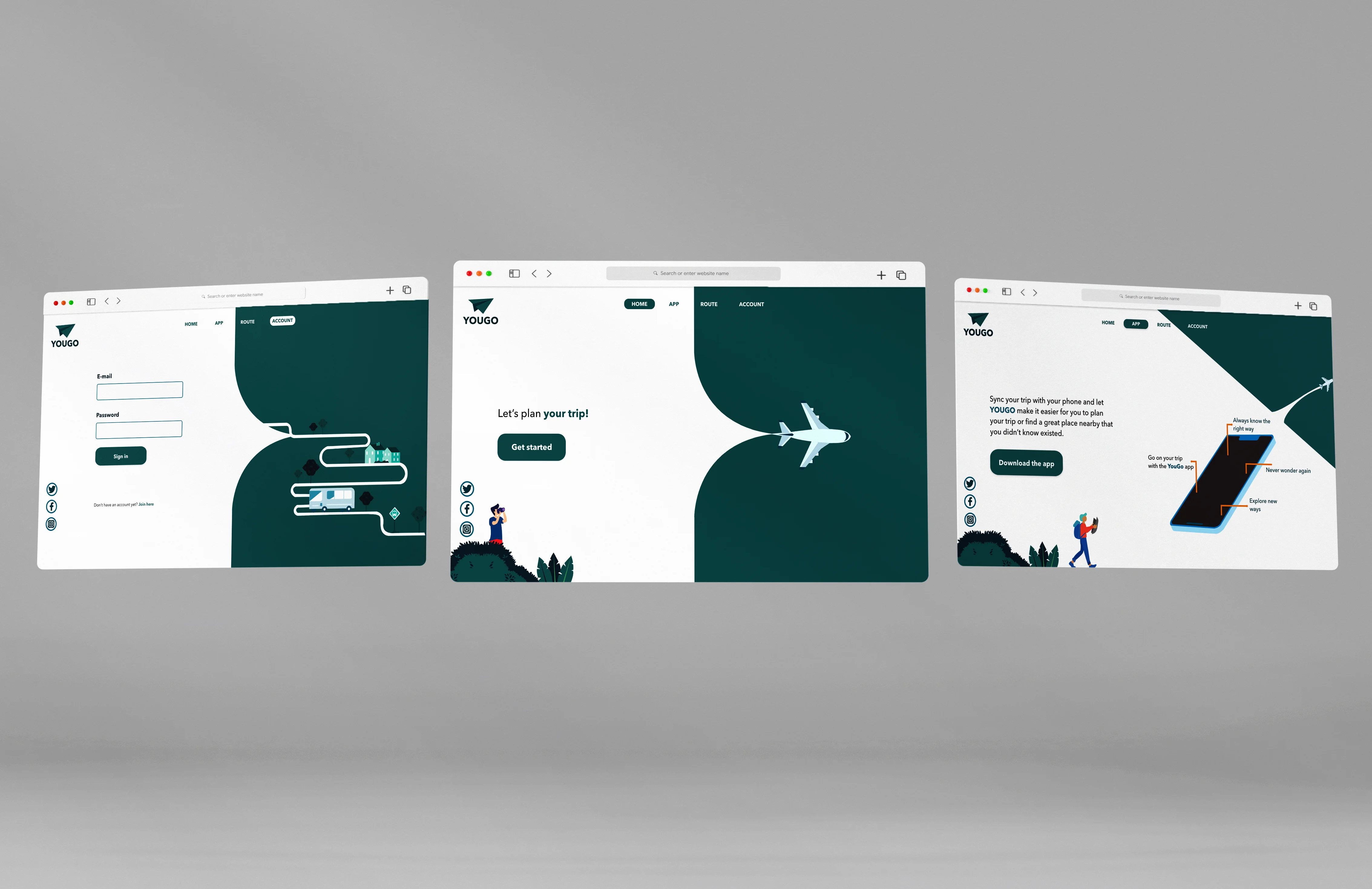 Example of the project result shown in three browsers