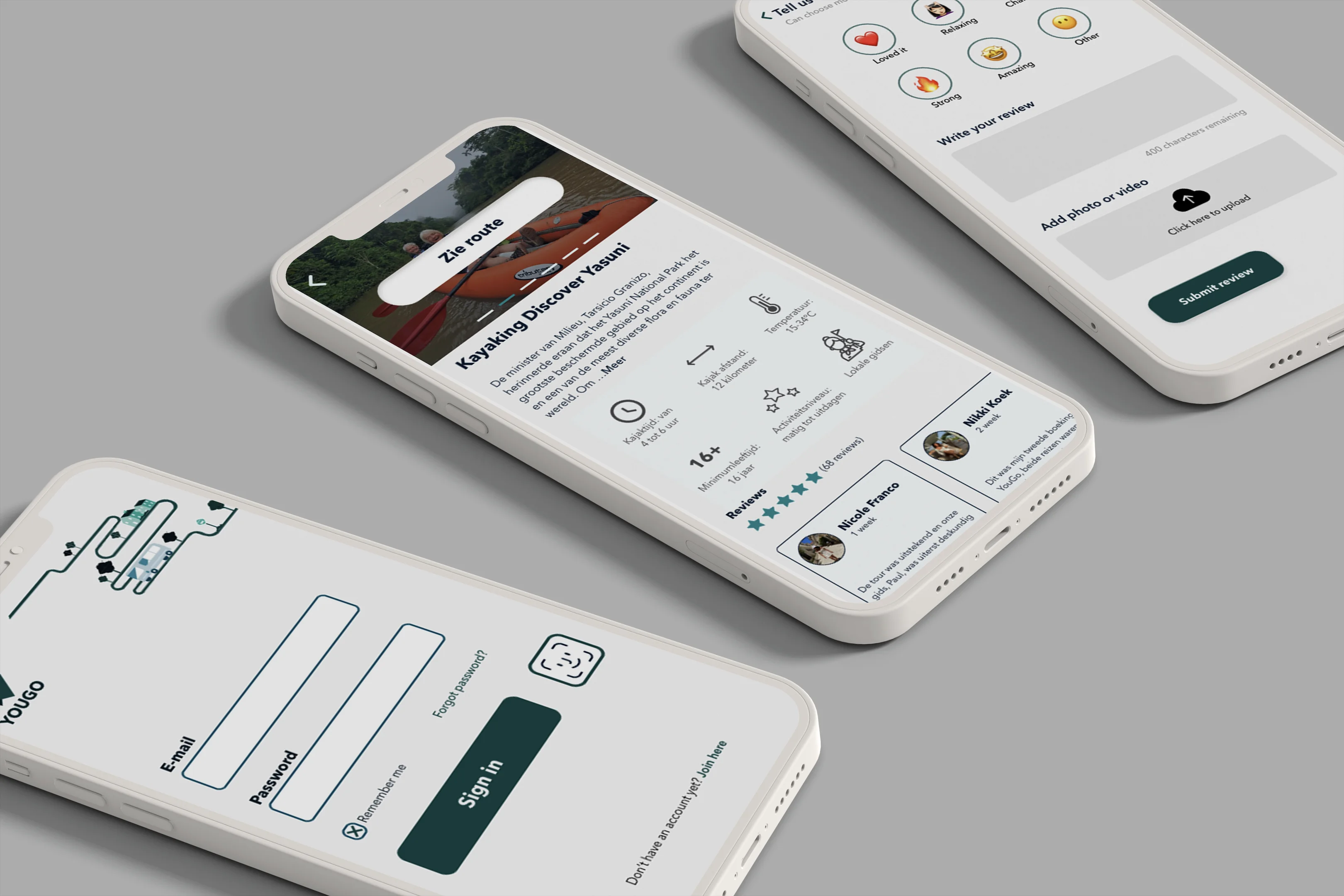 Example of the project result shown in three mobile browsers