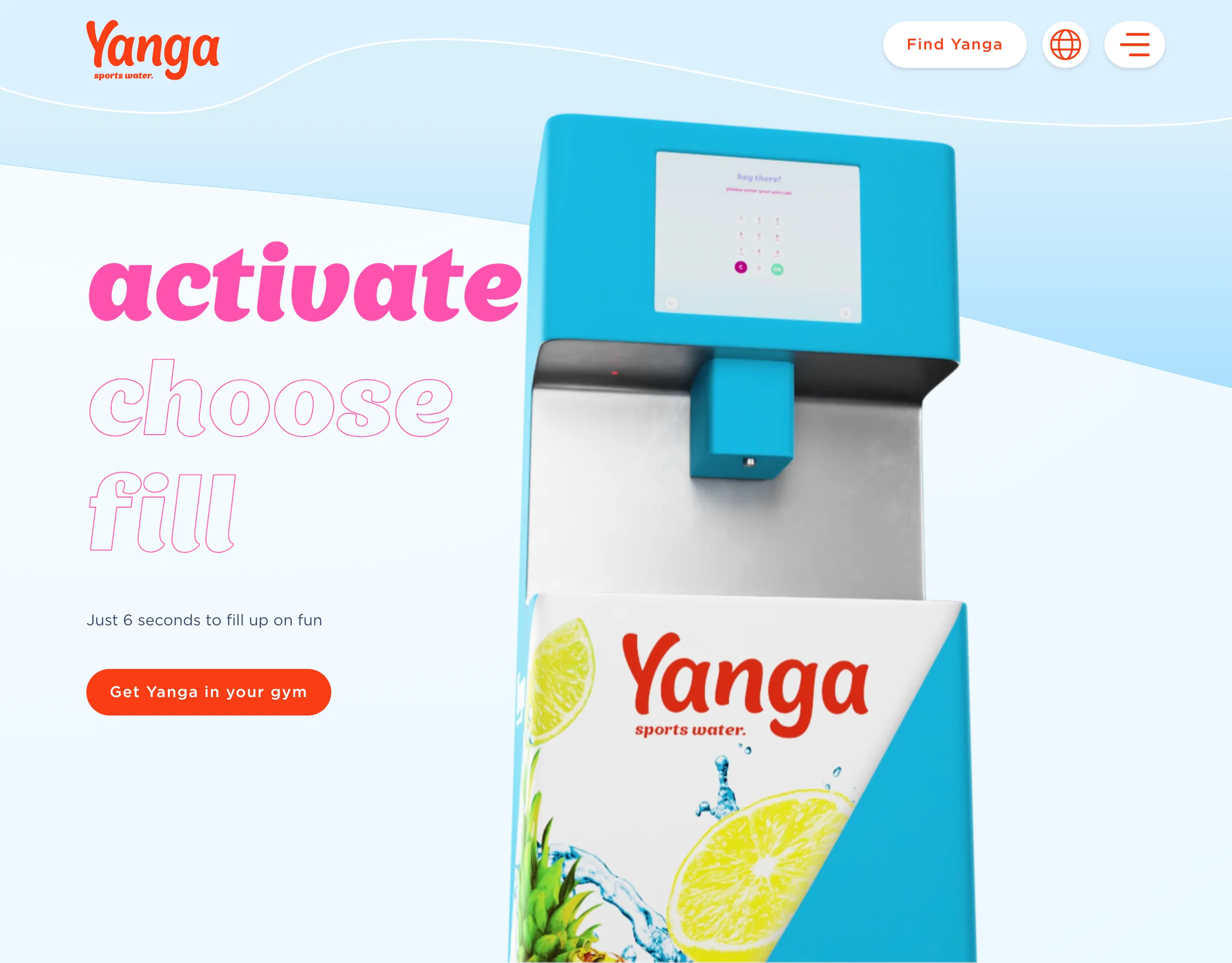 Yanga Sports Water machine interface redesign